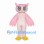 Pink Owl Mascot Costume with Cream Belly and Yellow Feet