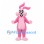 Pink Rabbit Mascot Costume with Bent Ears and White Belly