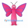 Pink Butterfly Mascot Costume with Purple Wing Borders
