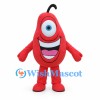 Red Cyclops Mascot Costume with Single Black Antenna