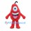 Red Cyclops Mascot Costume with Single Black Antenna