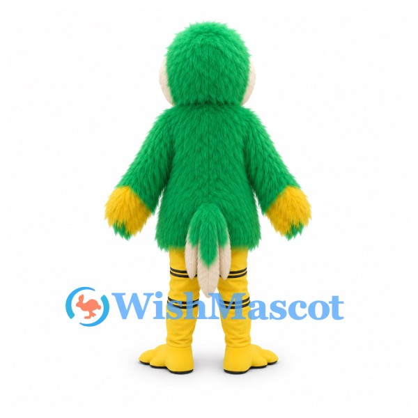 Green Parrot Mascot Costume with Yellow Belly and Legs