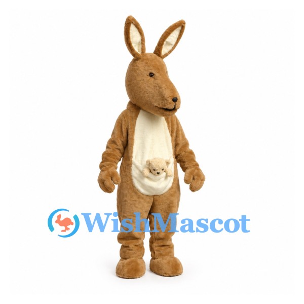 Brown Kangaroo Mascot Costume with Joey Pouch