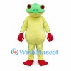 Green Frog Mascot Costume with Red Eyes, Hands and Feet