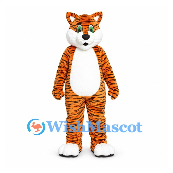 Orange Tiger Mascot Costume with White Belly