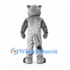 Gray Tiger Mascot Costume with Dark Stripes and White Belly