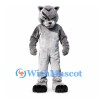 Gray Tiger Mascot Costume with Dark Stripes and White Belly