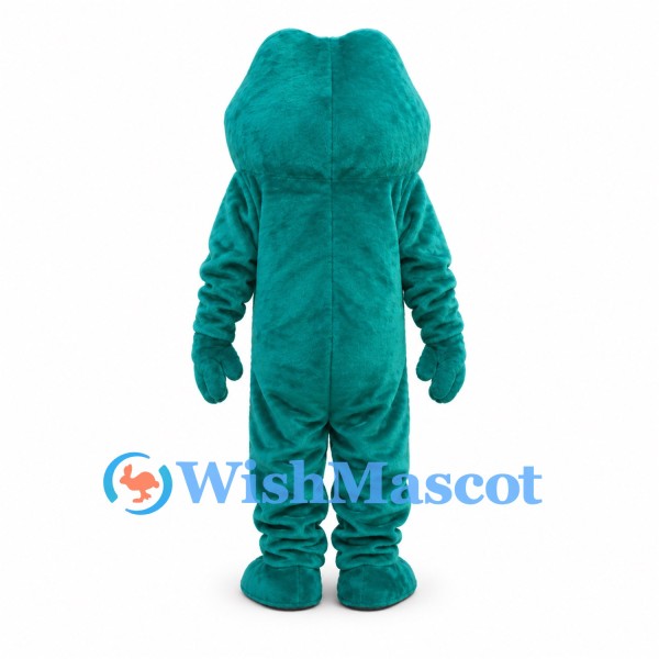 Teal Frog Mascot Costume with White Belly and Wide Mouth