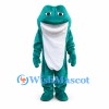Teal Frog Mascot Costume with White Belly and Wide Mouth
