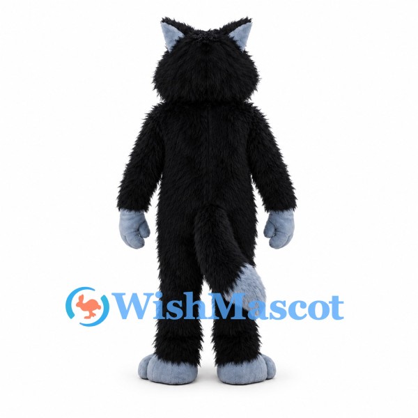 Black Wolf Mascot Costume with Gray Muzzle and Belly