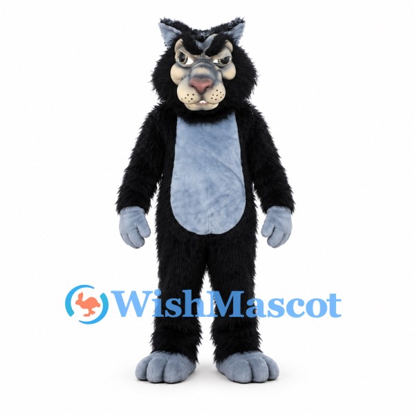 Black Wolf Mascot Costume with Gray Muzzle and Belly