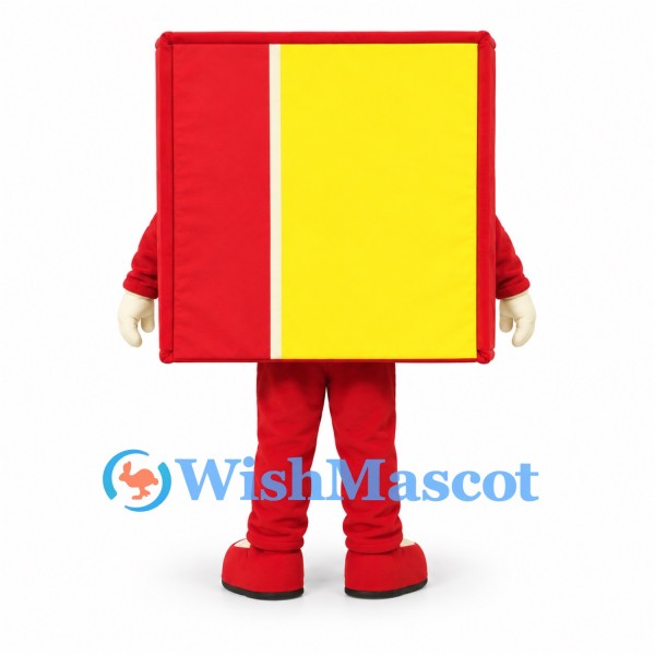 Red and Yellow Book Mascot Costume with Face Opening