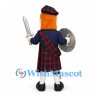 Scottish Warrior Mascot Costume with Tartan Kilt, Shield and Sword