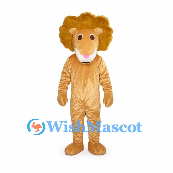 Lion Mascot Costume in Gold with Rounded Mane