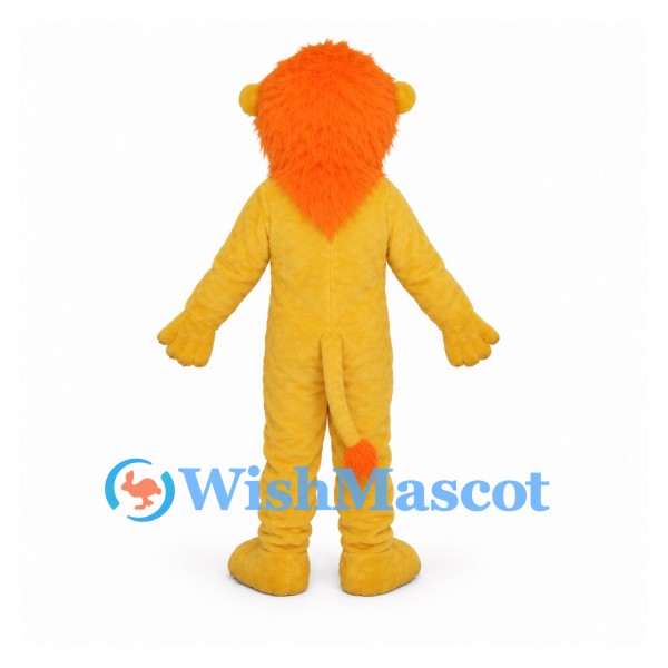 Yellow Lion Mascot Costume with Orange Mane