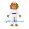 Lion Mascot Costume with White Martial Arts Uniform and Red Headband