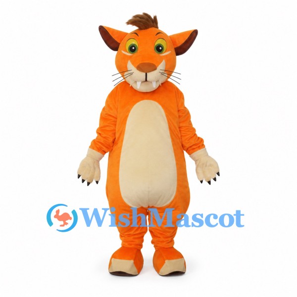 Orange Lion Cub Mascot Costume with Cream Belly