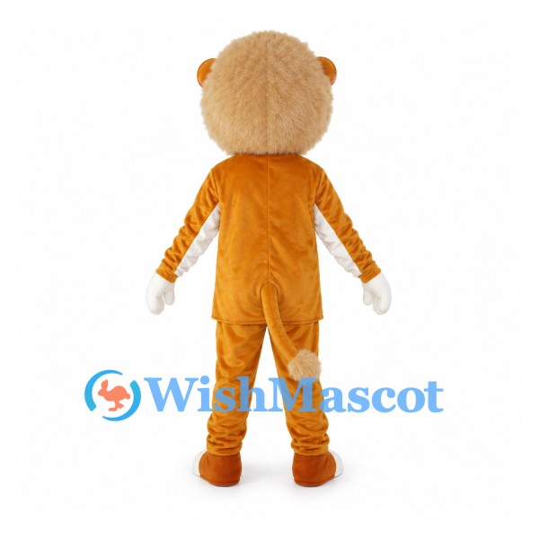 Golden Lion Mascot Costume with Shaggy Mane and White Belly