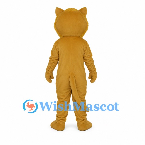 Cougar Mascot Costume in Tan with Open Mouth