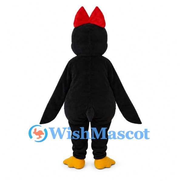 Penguin Mascot Costume with Red Hair Bow