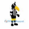 Magpie Mascot Costume with Black and White Stripes and Yellow Beak