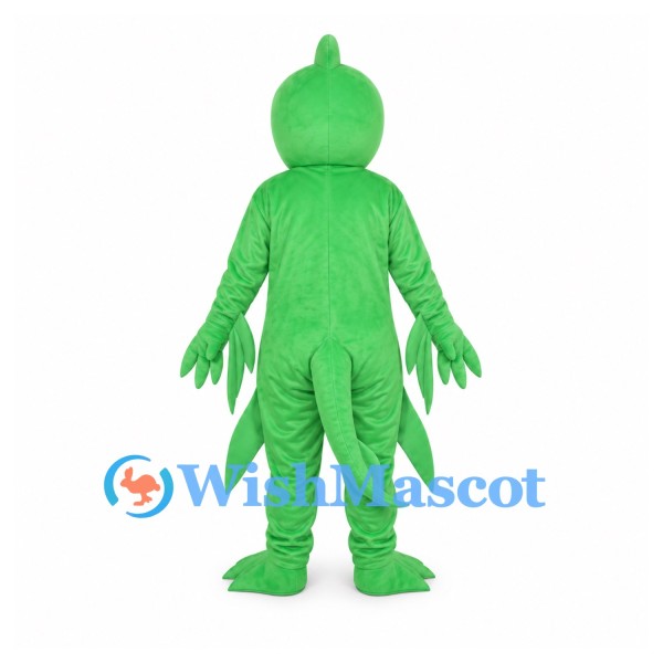 Green Dragon Mascot Costume with Pink Belly Panel