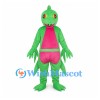Green Dragon Mascot Costume with Pink Belly Panel