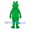 Green Crocodile Mascot Costume with Yellow Belly and Wide Open Mouth