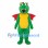 Green Dragon Mascot Costume with Red Wings and Yellow Belly