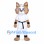 Brown and White Cat Mascot Costume with White Karate Uniform
