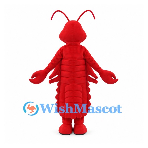 Red Lobster Mascot Costume with Long Antennae and Segmented Body
