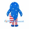 Blue Dolphin Mascot Costume with White Stars and Red Striped Pants