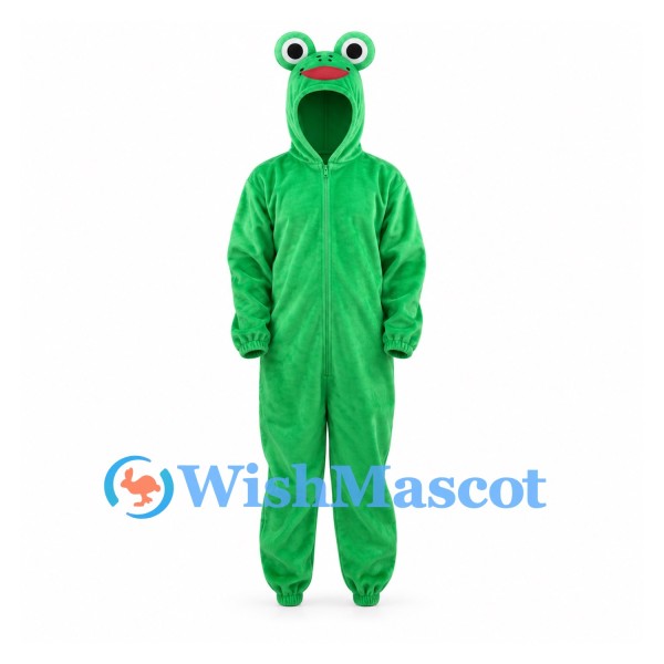 Frog Mascot Costume in Green with Hooded Head