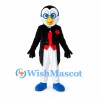 Penguin Mascot Costume with Black Tailcoat and Blue Glasses