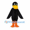 Duck Mascot Costume in Black with Orange Feet