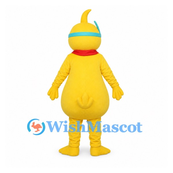 Duck Mascot Costume in Yellow with Goggles and Red Scarf