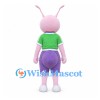 Ant Mascot Costume in Pink with Green Shirt and Medal