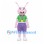 Ant Mascot Costume in Pink with Green Shirt and Medal