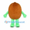Potato Mascot Costume in Brown with Green Arms and Legs