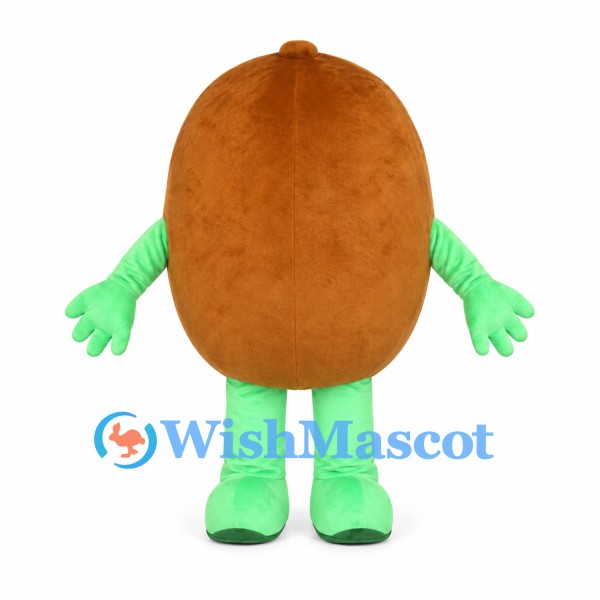 Potato Mascot Costume in Brown with Green Arms and Legs