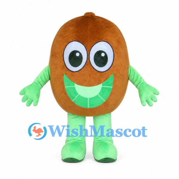 Potato Mascot Costume in Brown with Green Arms and Legs