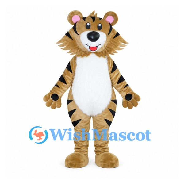 Tiger Mascot Costume with Tan Stripes and White Belly