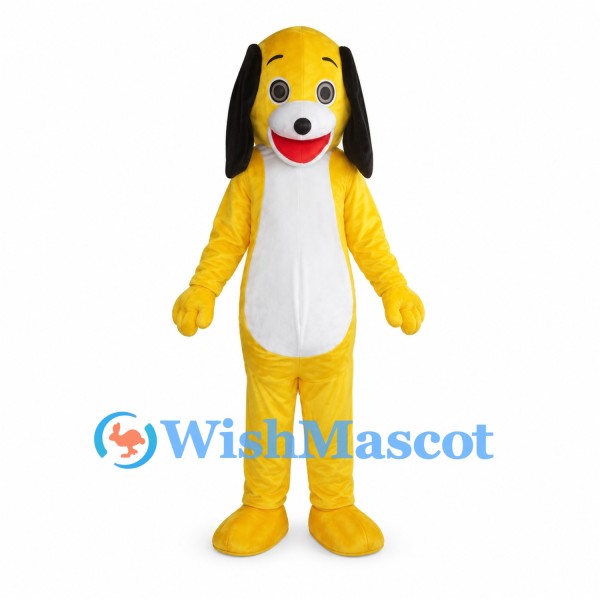 Dog Mascot Costume in Yellow with Black Ears
