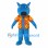Wolf Mascot Costume in Blue with Orange Floral Shirt