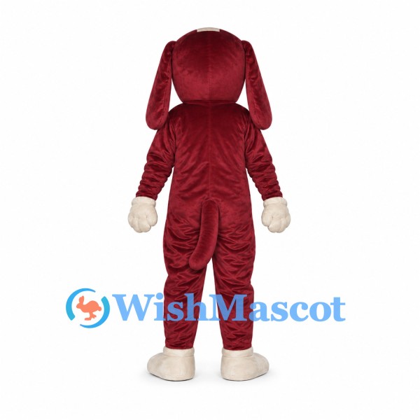 Dog Mascot Costume in Burgundy with White Belly