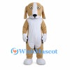 Dog Mascot Costume in Tan and White with Black Tail