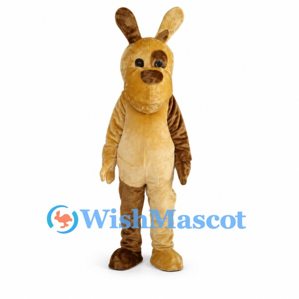 Rabbit Mascot Costume in Tan and Brown with Long Ears