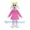 Sheep Mascot Costume with Pink Dress and Yellow Bow