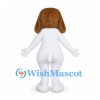 Dog Mascot Costume in White with Brown Ears