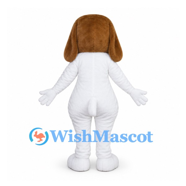 Dog Mascot Costume in White with Brown Ears